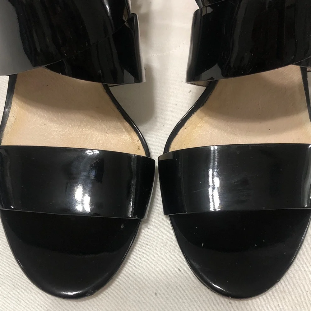 MICHAEL Michael Kors Black Patent Slingback Sandals with Gold Insole